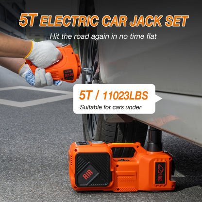 5 Ton Electric Hydraulic Car Jack with Built-in Air Pump – Portable Car Lift for SUV MPV Truck, Tire Replacement & Emergency Roadside Use