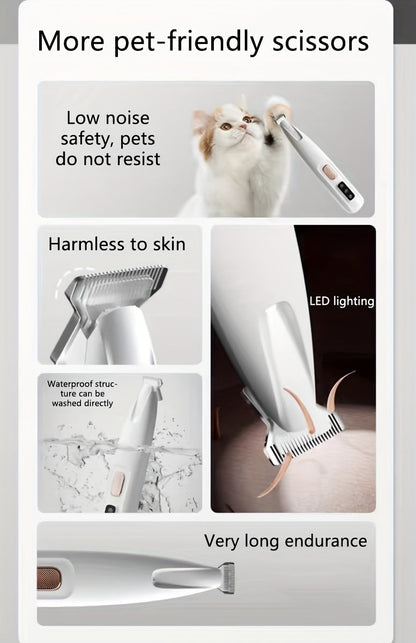 Pet Hair Clipper, Peaurum White Grooming Trimmer with Wide Cutter Head and Standard Accessory Package for Dogs and Cats