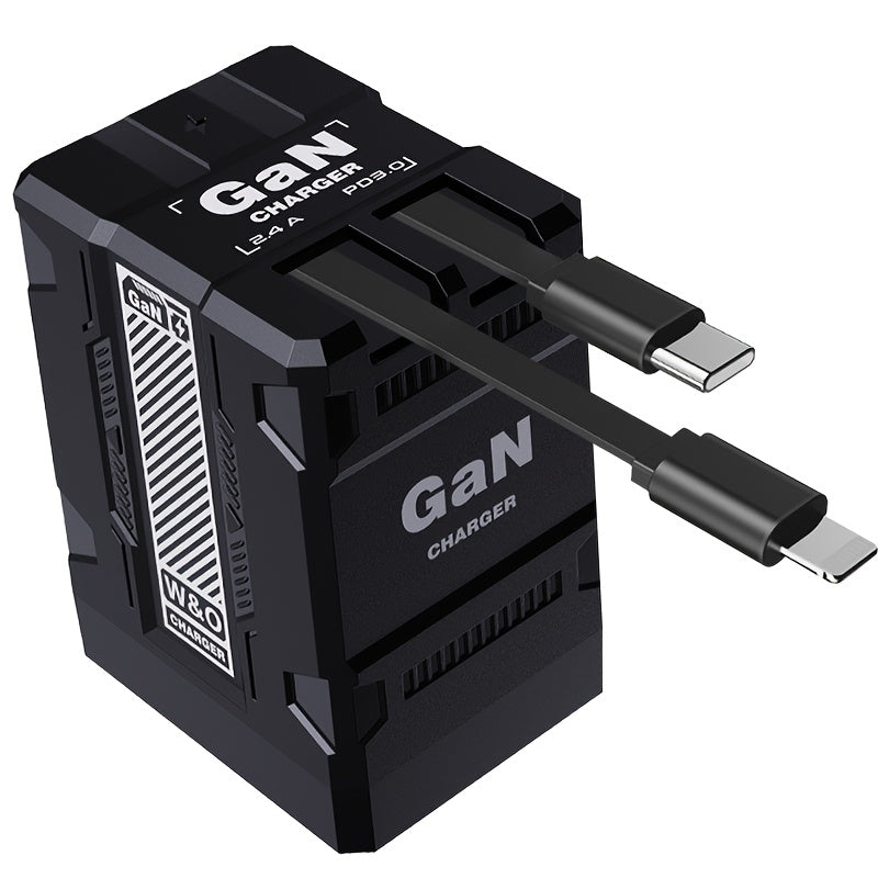 GaN Wall Charger 120W Fast with Retractable Built-In Cable & Foldable Plug for an Everyday Personal Care Routine