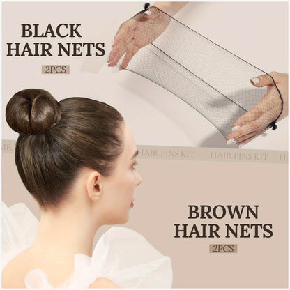 Hair Accessories 163-Piece Styling Set with Hair Ties, Nets, Bobby Pins and Snap Clips in Case