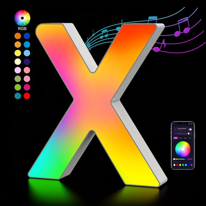 LED Letter Lights Music Sync – Colorful Flashing Marquee Alphabet Lights for Room Decor, Party, Bedroom, Festival & Camping