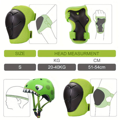 Kids Bike Helmet with Knee and Elbow Pads, Adjustable Gear Set for Ages 5-14, 350g with Ventilation