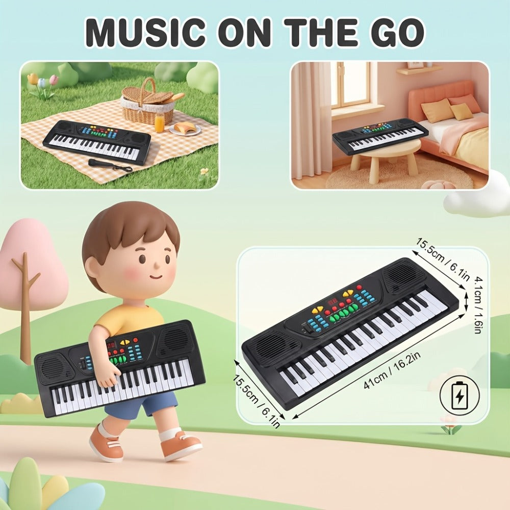 Kids Electronic Piano 37 Keys with Microphone, USB Powered Keyboard for Young Learners, Sing-Along Music Education Toy