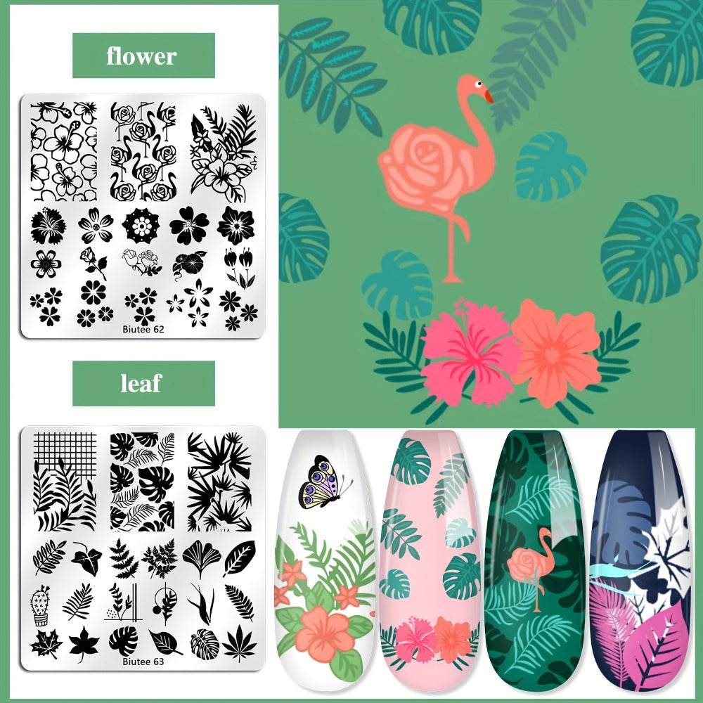 Nail Stamping Plates Set with Stamper & Scraper – Stainless Steel Nail Art Stamp Kit for Beginners & Pros