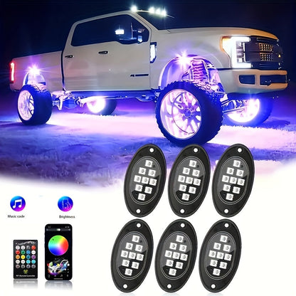 RGB LED Rock Lights Kit for Trucks & Off-Road – App & Remote Control, Music Mode, Underglow Neon Lights for SUV, ATV, UTV