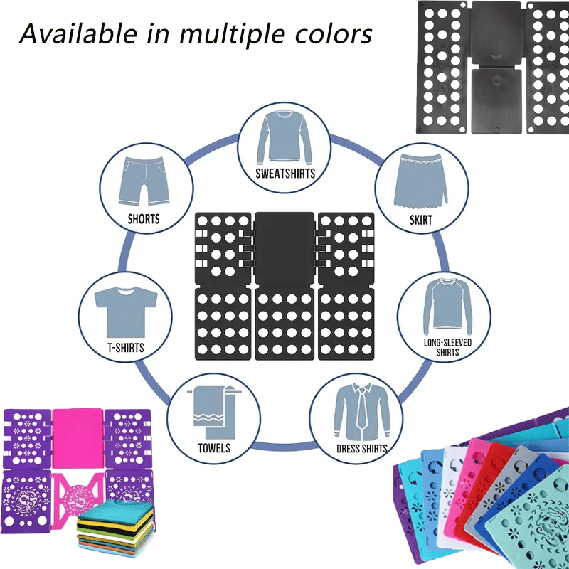 Clothes Folding Board Plastic Laundry Folder with Alignment Guide – Fast & Easy T-Shirt Folder, Ergonomic Closet Organizer for Neat Clothes