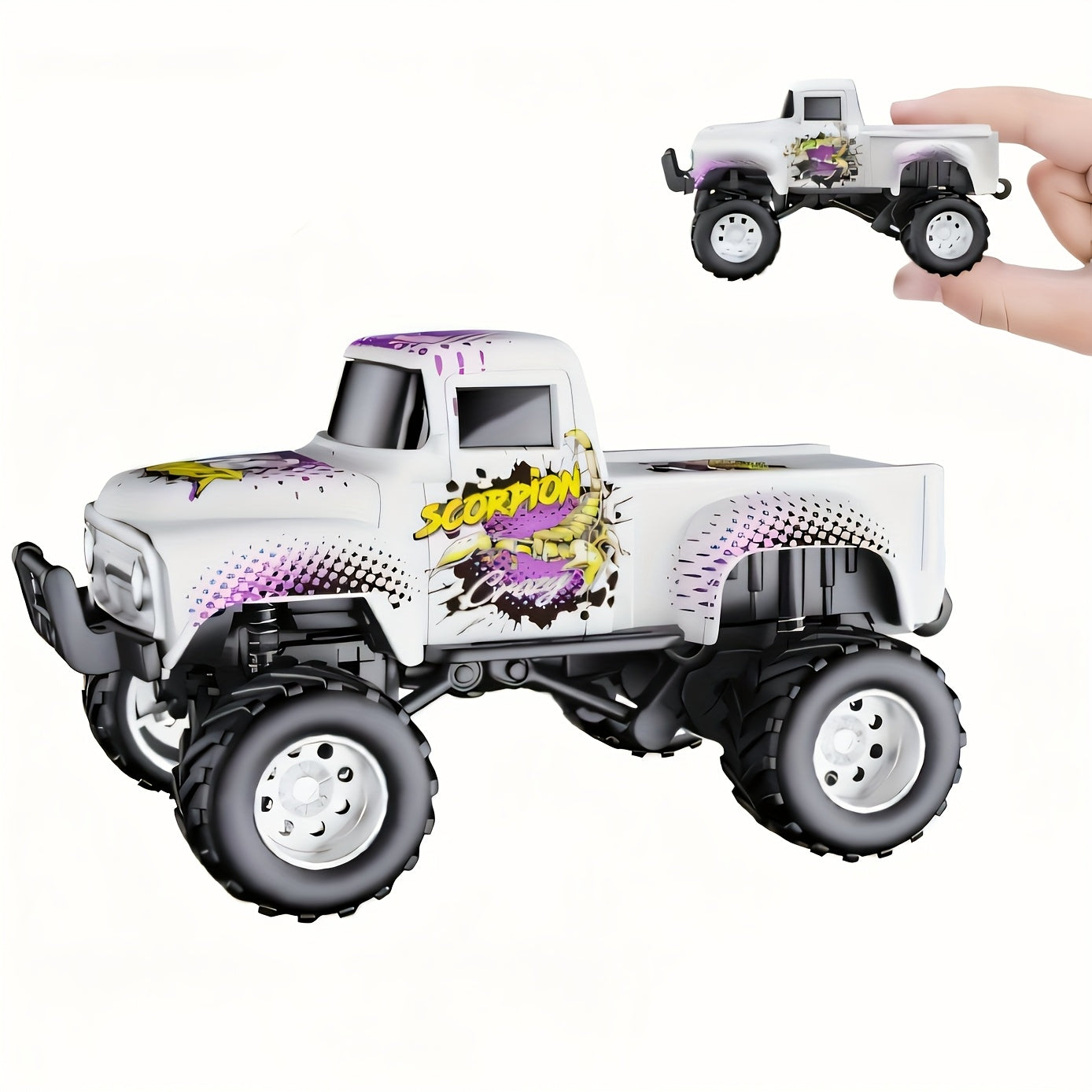 Remote Control Car, 1:64 Die-Cast Monster Truck with 2.4GHz Control, LED Headlights and Five Color Options