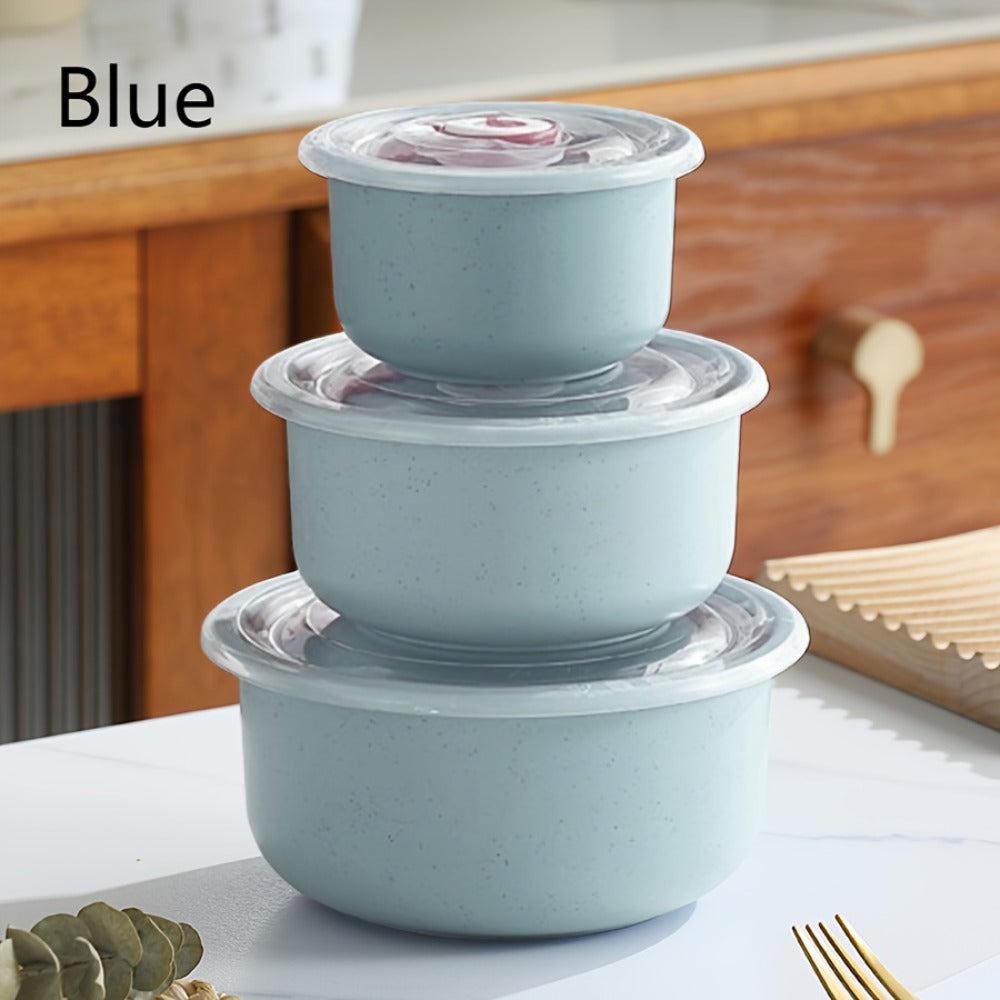Food Storage Containers Three- or Four-Piece Stackable Refrigerator Box Set in Four Color Options