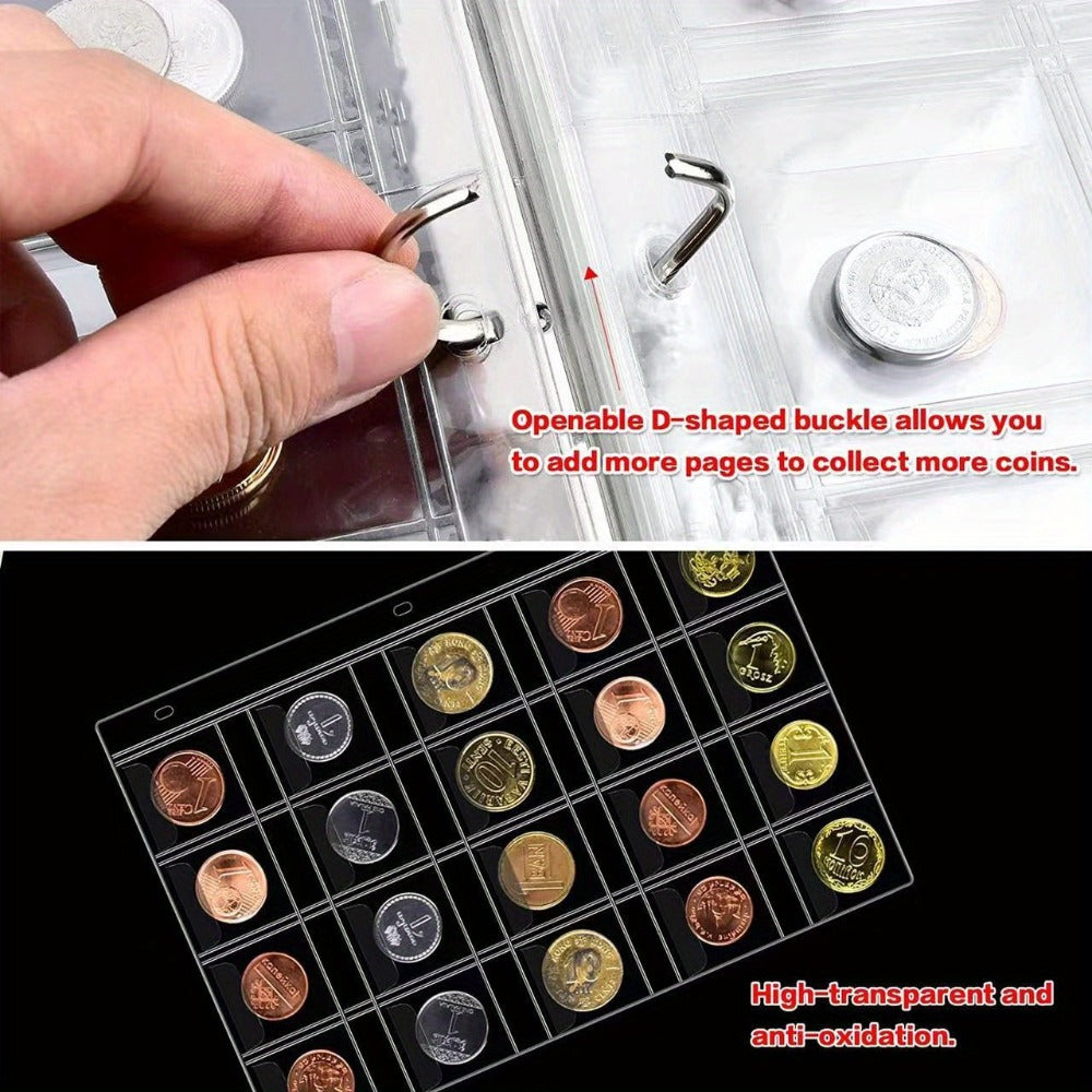 Coin Collection Book with Zipper & Handle 200/320 Pockets – 10/20 Page Coin Storage Album for Currency & Commemorative Coins