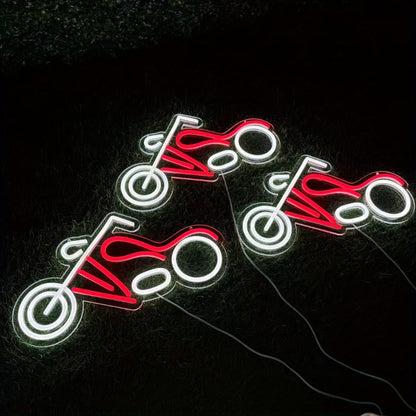 Motorcycle Outline LED Neon Sign with 41 x 22 cm Panel, 5V USB Power, Chain and Adhesive Hooks