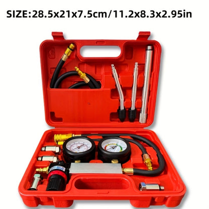 Engine Compression Tester and Cylinder Leak Down Tester Kit TU-21 Dual Gauge Leakdown Detector for Car Motorcycle Truck Gasoline Engine