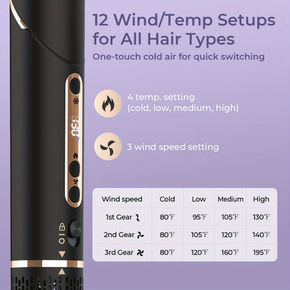 OUDIM 6-in-1 Hot Air Brush Hair Styling Tool with 110, 000 RPM Motor, Foldable Handle and Storage Bag