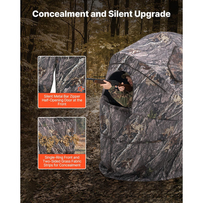 Hunting Blind Ground Blind for Deer Duck Turkey Hunting Single Person Pop Up Blind with Carrying Bag 44x36x53 In Camouflage Waterproof 150D