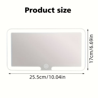 LED Car Visor Mirror Rechargeable – Ultra-Thin Vanity Mirror with 3 Light Modes (Daylight, Dashboard, Cockpit), Universal Fit for Cars