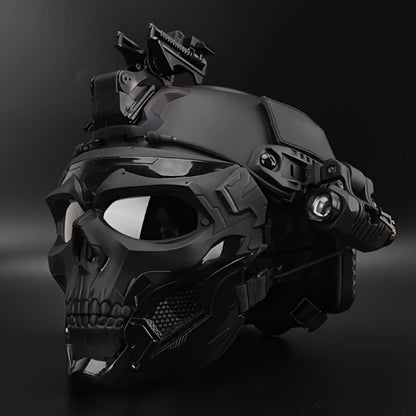 Costume Accessories Tactical Helmet and Skull Mask Set with ABS Shell, Adjustable Dial and Black Finish