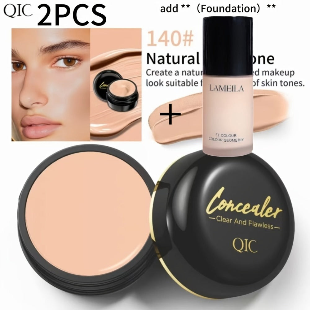 Concealer Cream Set 2pcs Full Coverage – Waterproof Matte Finish, Plant-Based Squalane, Buildable Coverage for Dark Spots