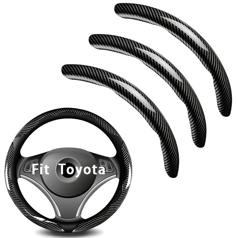 Steering Wheel Cover Carbon Fiber 3Pcs – Anti-Slip Scratch-Resistant Protector for Toyota RAV4, Camry, Corolla, Highlander, Tacoma, Tundra