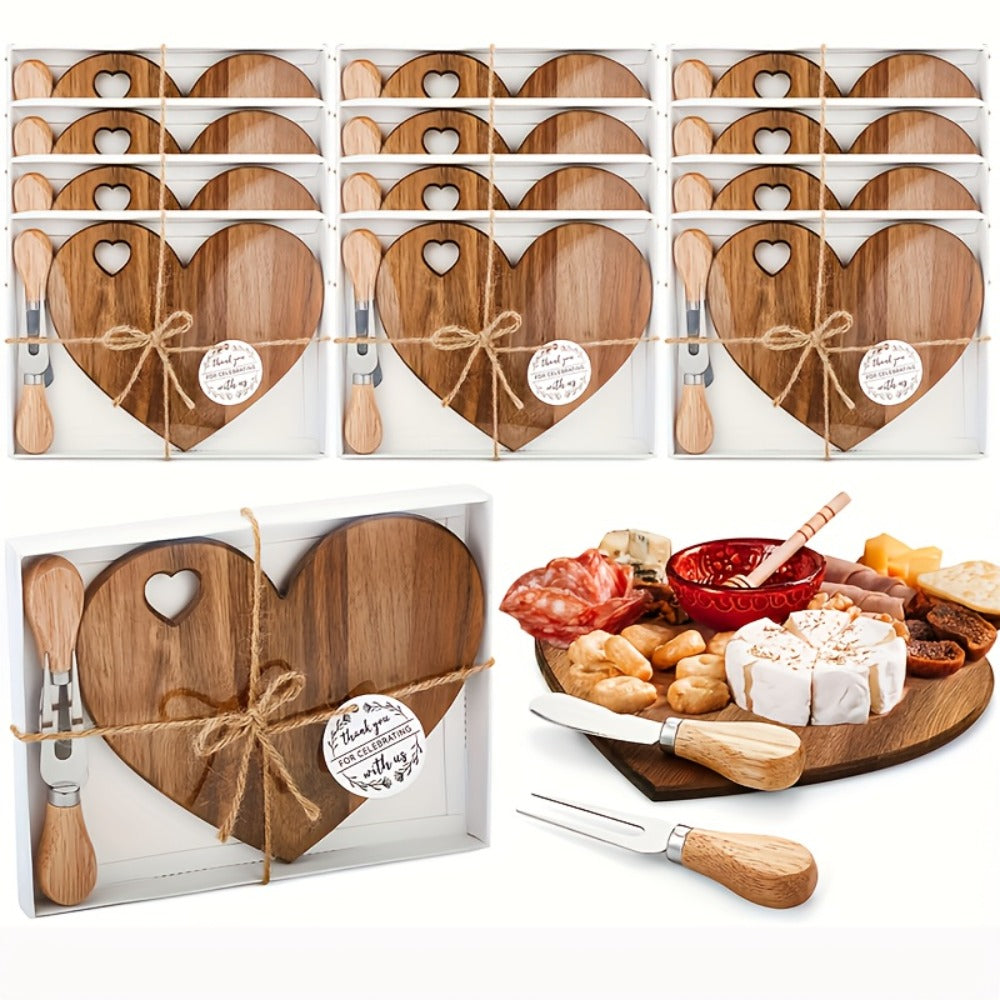 Mini Heart Charcuterie Board Set 6/12 Pack for Entryways, Bedrooms and Living Spaces, with the Listed Configuration