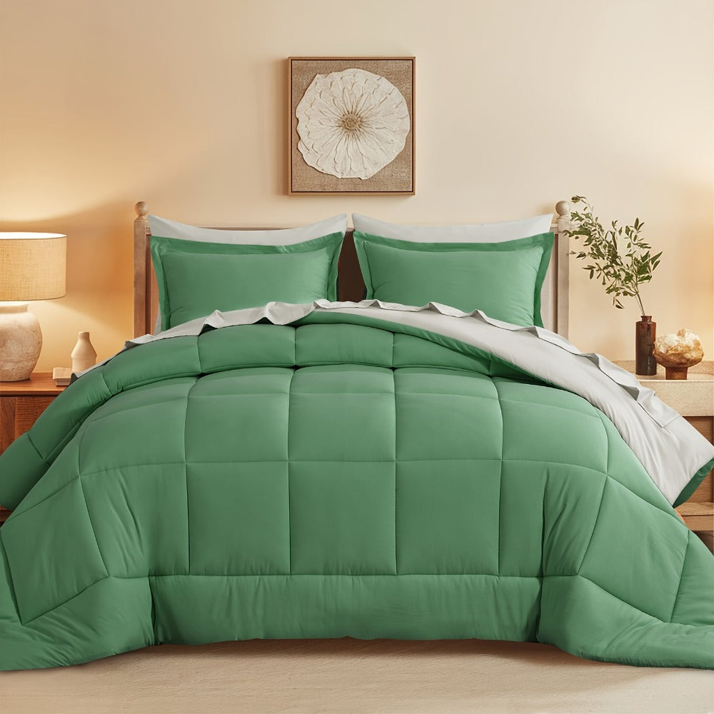 7 Piece Comforter Set Luxury Soft Fluffy Bedding All Season Bed in a Bag with Comforter Fitted Sheet Flat Sheet Pillowcases Hypoallergenic