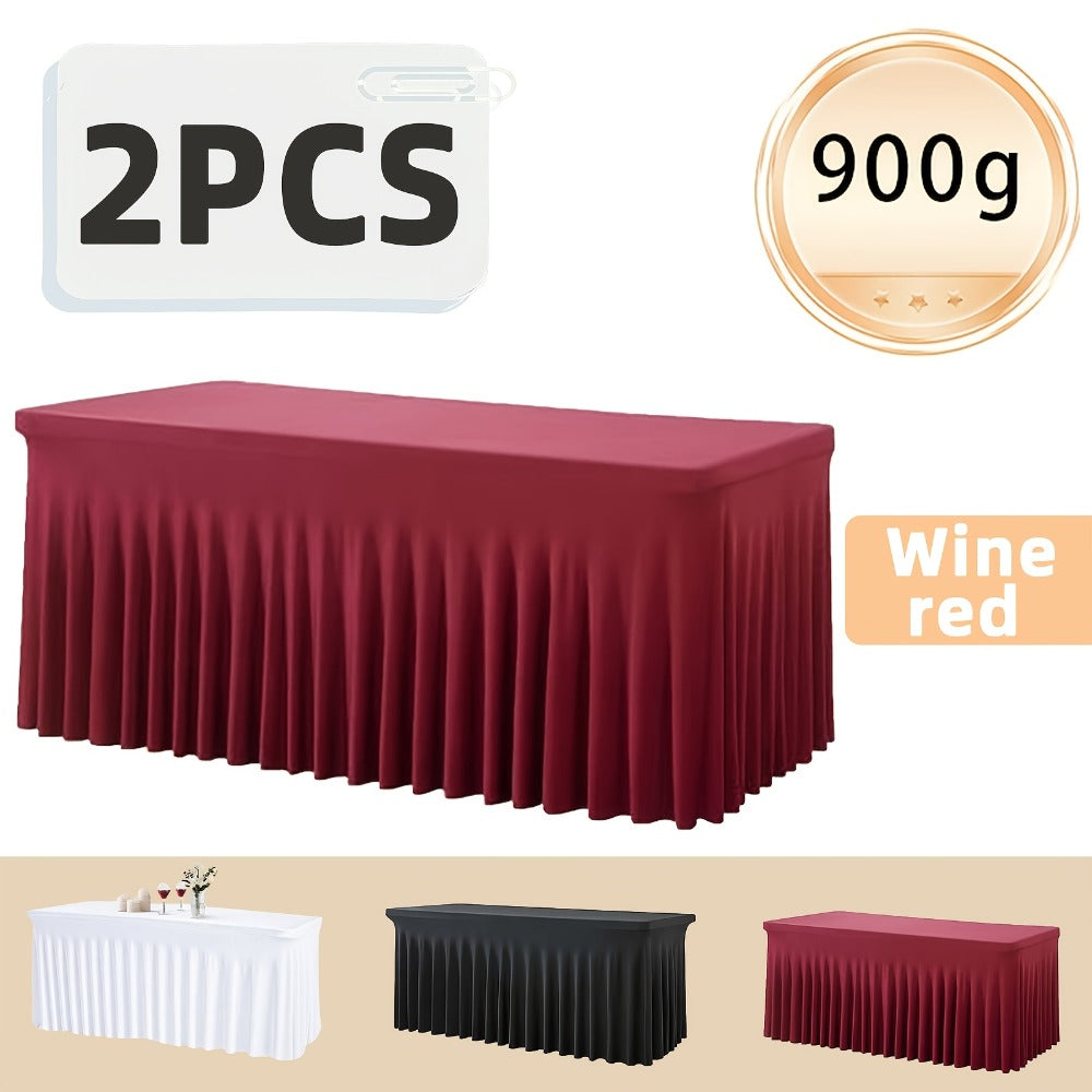 Tablecloth with Skirt for Rectangular Tables, Anti-Wrinkle Table Cover in Black, White & Red, Elegant Table Skirt for Wedding