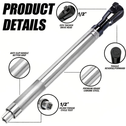 Impact Wrench Extension 1/2" Offset Ratchet Extender – 3-in-1 Heavy Duty Electric Drill Adapter for Confined Spaces Auto Repair with Socket
