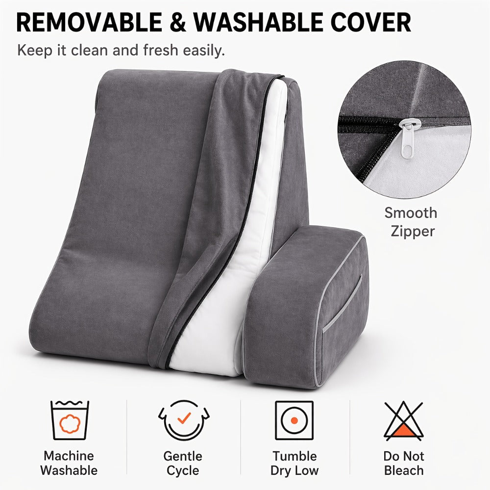 Reading Pillow for Adults Bed Rest Pillow with Arms 19 Inch Back Support Cushion Removable for Entryways, Bedrooms and Living Spaces