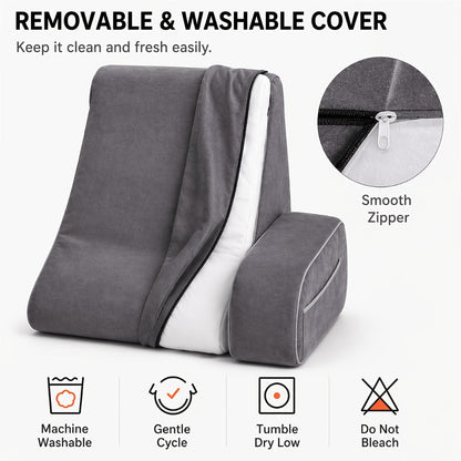 Reading Pillow for Adults Bed Rest Pillow with Arms 19 Inch Back Support Cushion Removable for Entryways, Bedrooms and Living Spaces