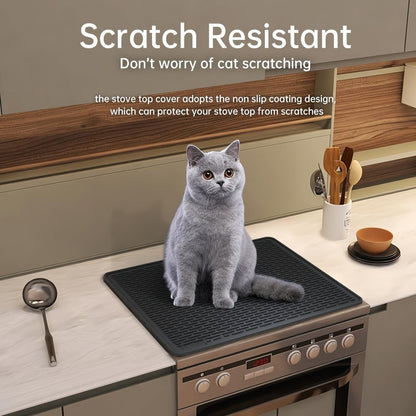 Silicone Stove Top Cover Mat 28"x20" – Heat Resistant Electric Stove Protector for Ceramic Glass Cooktop, Non-Slip Scratch Guard