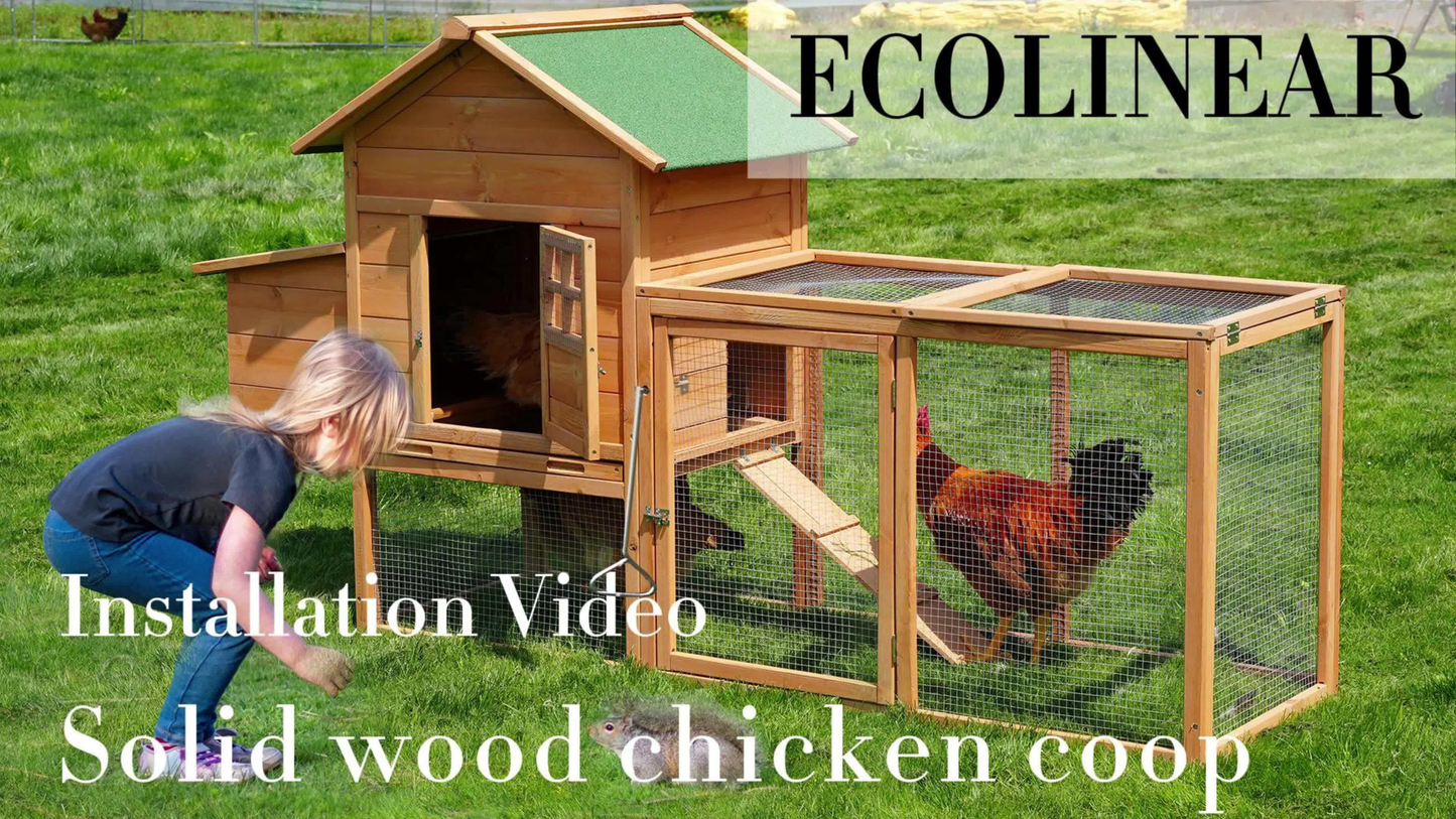 Chicken Coop with Run Large Outdoor Wooden Hen House 82 Inch Walk-in Poultry Cage for 2-4 Chickens Ducks for Garden, Patio and Yard Use