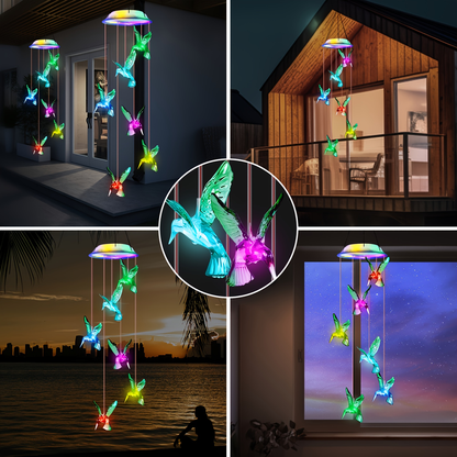 Solar Hummingbird Butterfly Pendant Light 6 LED Color, for Garden, Pathway and Patio Lighting