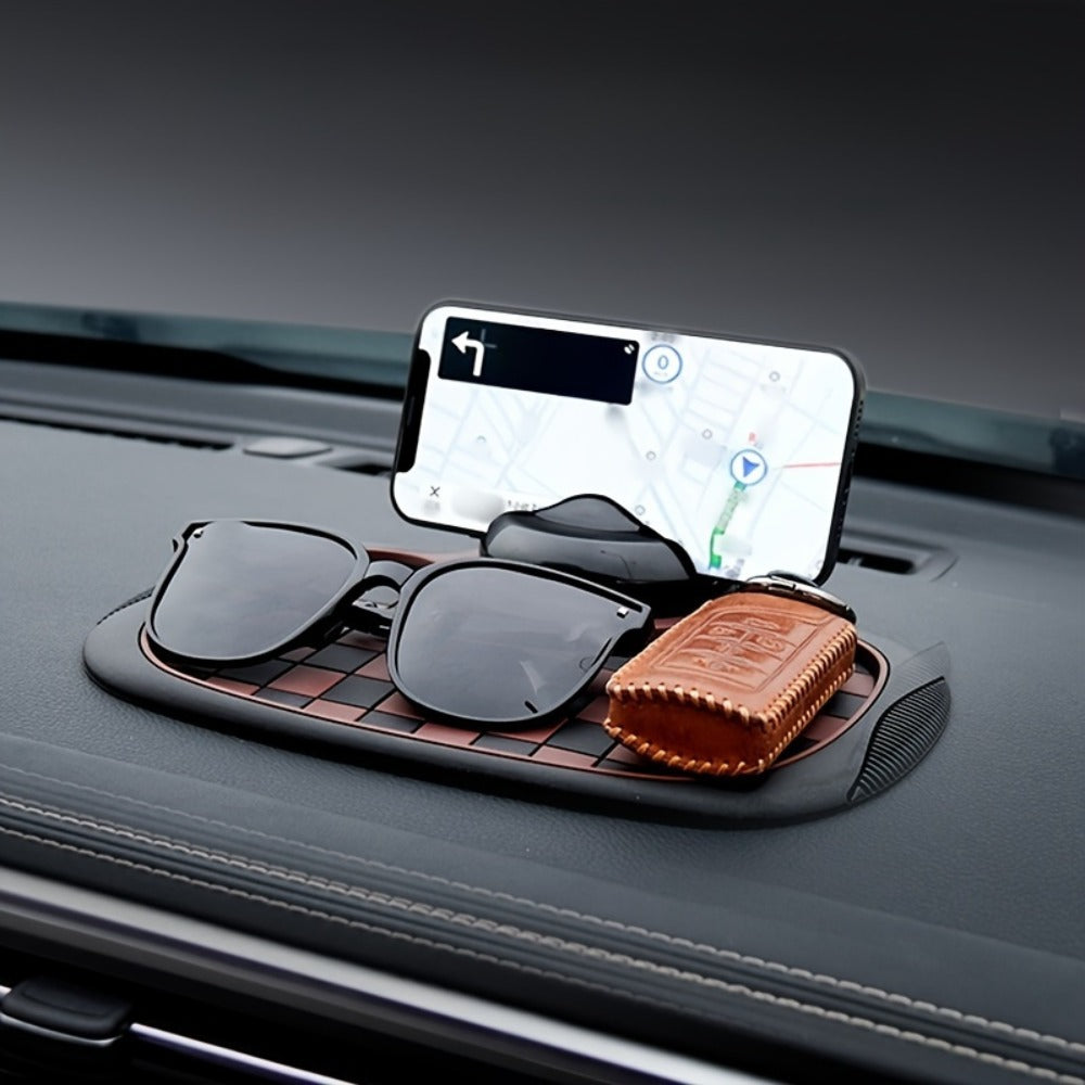 Car Dashboard Anti-Slip Pad with Phone Holder & Digital Number Plate Stickers – Multifunctional Non-Slip Dashboard Storage Mat for Car