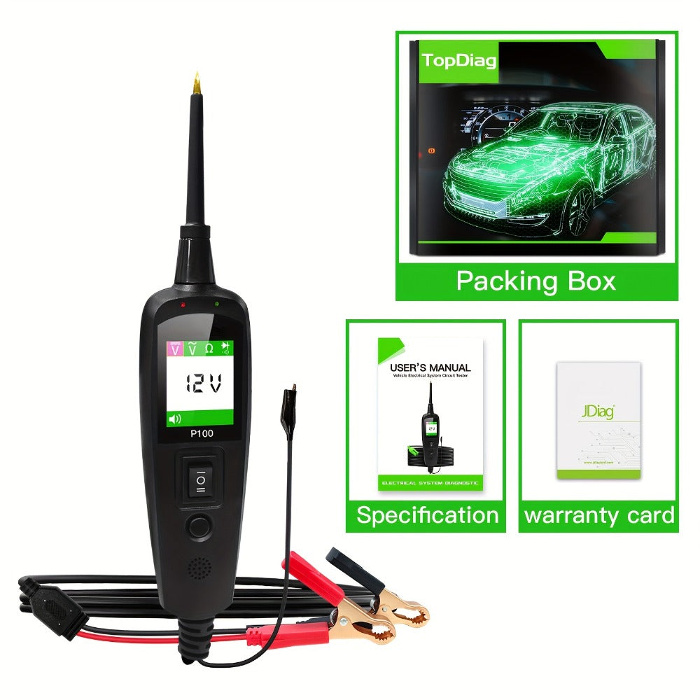 Circuit Tester Probe Kit Topdiag P100 AC DC Voltage Tester 12V 24V Car Diagnostic Tool for Entryways, Bedrooms and Living Spaces
