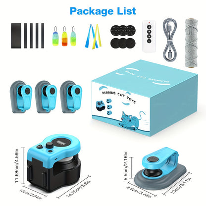 Interactive Cat Toy Auto & Remote Control – Electric Feather Mouse Lure Coursing Machine with DIY Track, Mouse Sounds, Auto Timer