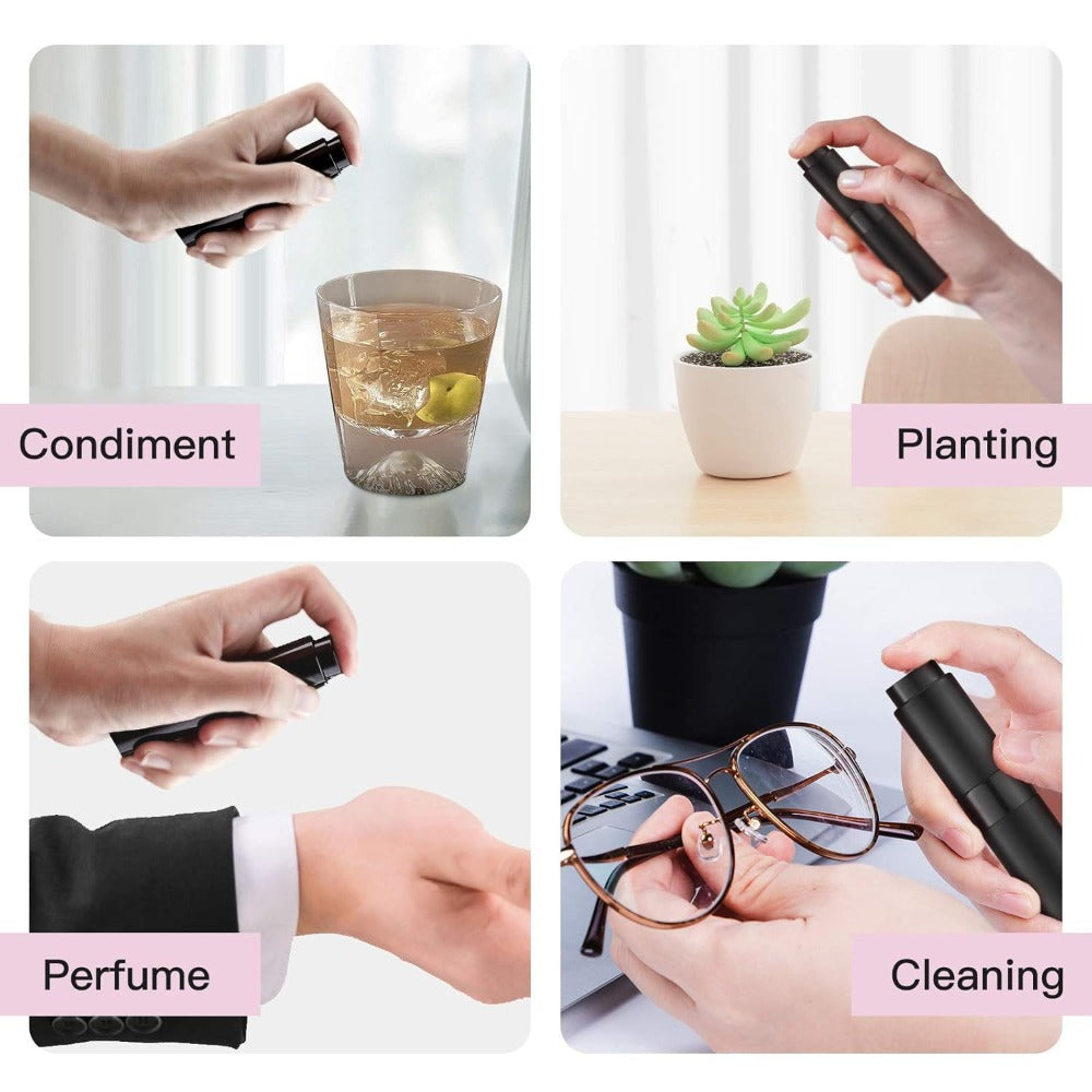 Refillable Perfume Atomizer Travel 5 Pack – 8ml Mini Cologne Sprayer Bottles with Cap-Free Twist Design, Leak-Proof Aluminum & Glass
