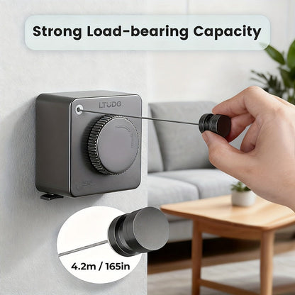 Retractable Clothesline Wall Mounted Stainless Steel Non-Sagging Indoor Outdoor Laundry Drying Line 15.1 Ft