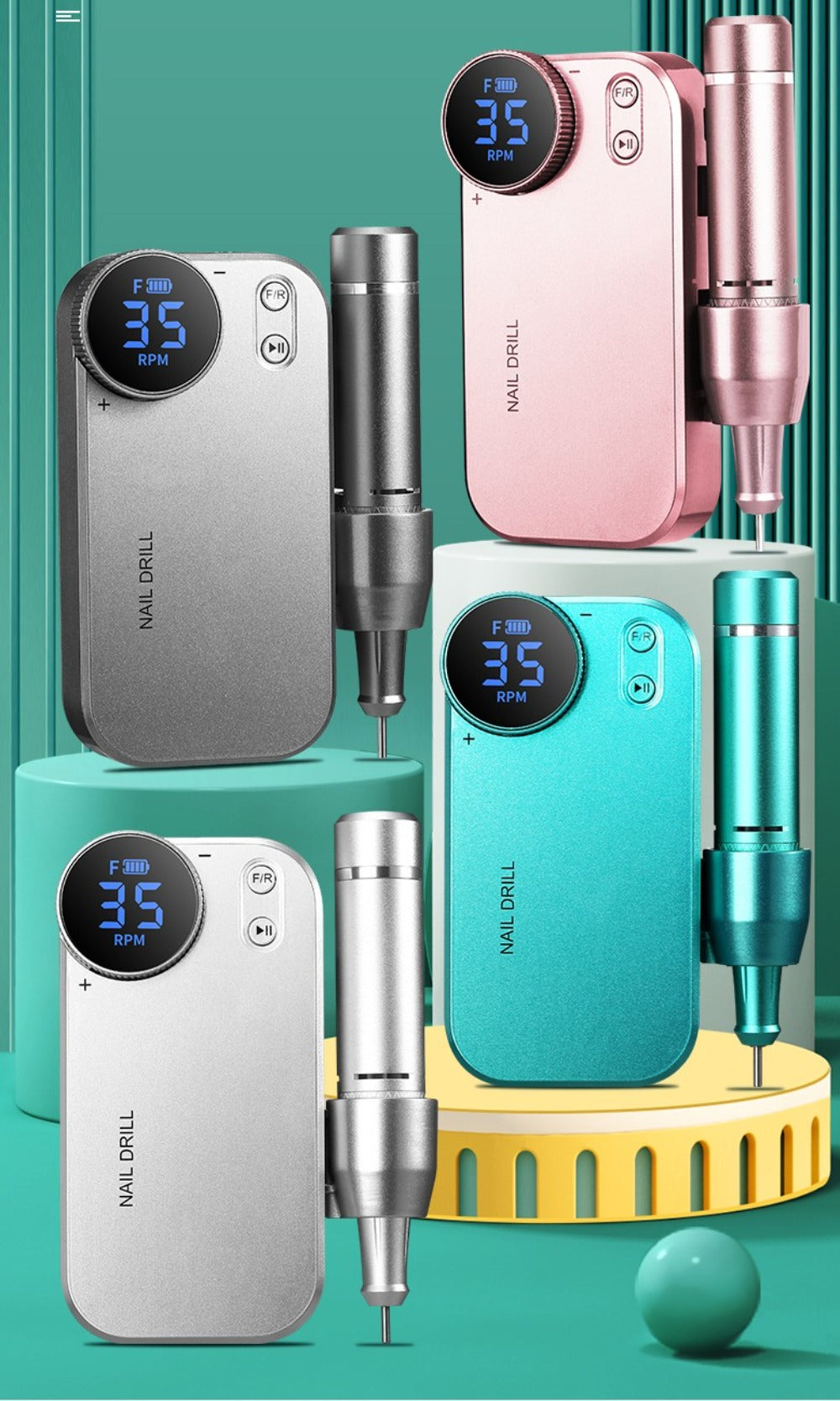 Electric Nail Polisher & Buffer Rechargeable High Power, Professional Manicure Pedicure Machine for Nail