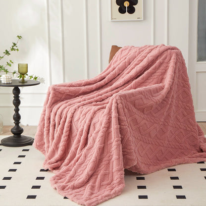 3D Plush Dense Weave Fleece Blanket, Ultra- Throw for Bed, Couch, Travel & Outdoor, Air-Conditioning Friendly