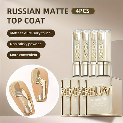 Russian Matte Gel Top Coat 4Pcs Set Frosted Rubber Seal Soak-Off UV LED Nail Art Neon Design Matte Primer Gel Polish Finish Photo Frame