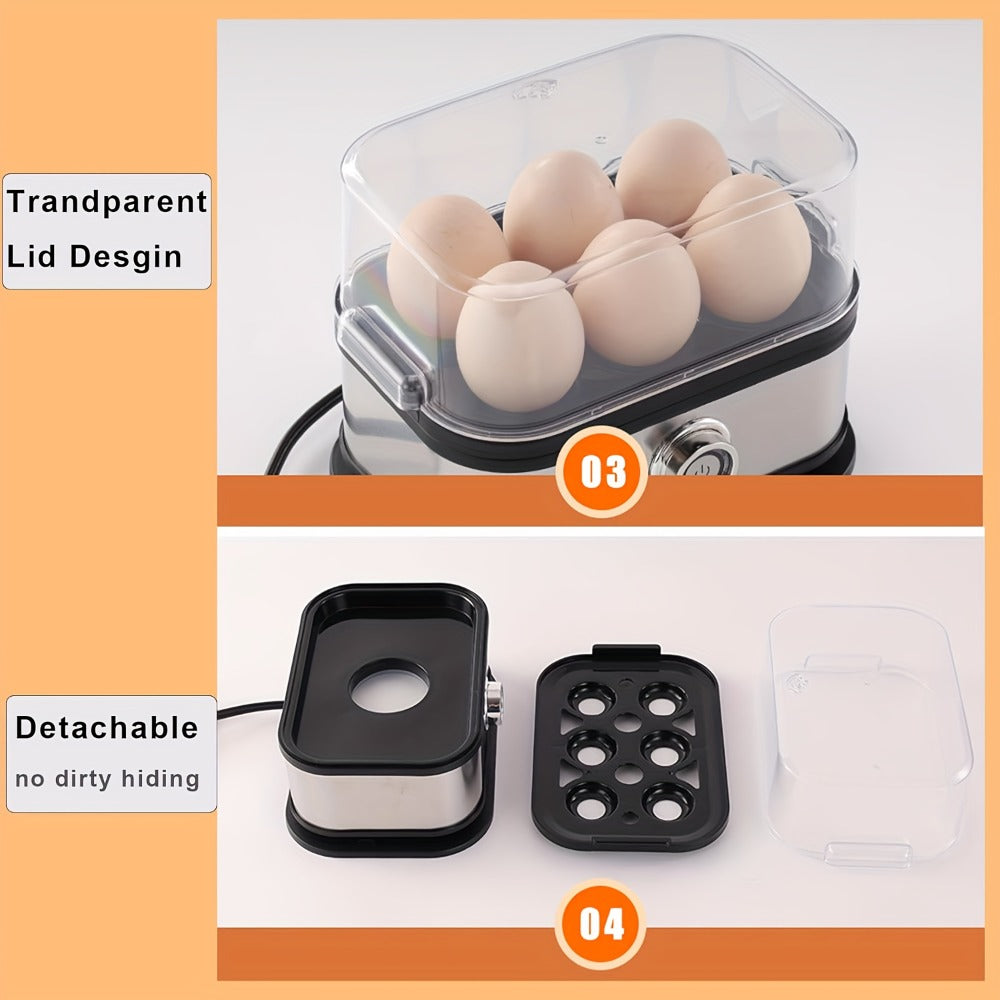 Rapid Electric Egg Cooker 6-Egg, 304 Stainless Steel Egg Boiler & Steamer for Hard, Medium & Boiled Eggs
