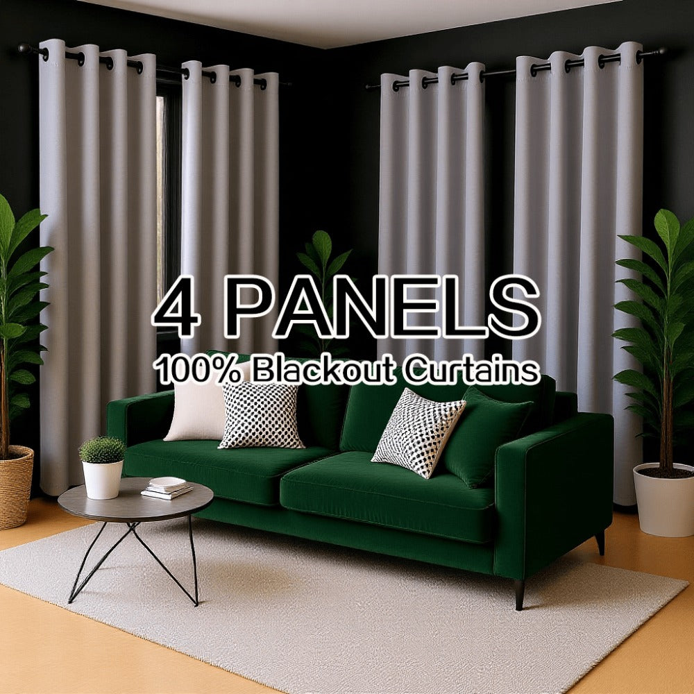 Blackout Curtains 4 Panels 100% Light Blocking Thermal Insulated Noise Reducing Grommet Window Curtains for Bedroom Living Room Balcony