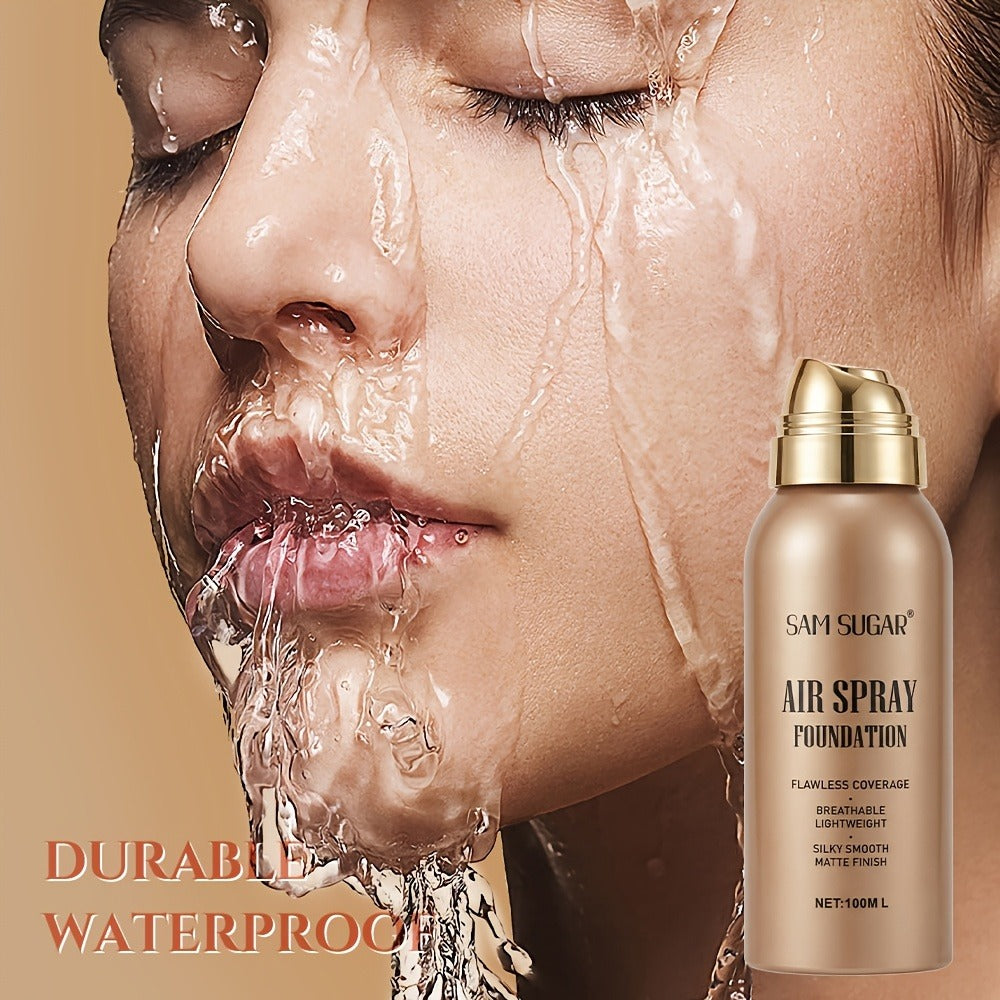 Waterproof Matte Foundation Spray Powder with Brush Set for Women – Sweat-Proof Long-Lasting Full Face Coverage Natural Finish Oil Control