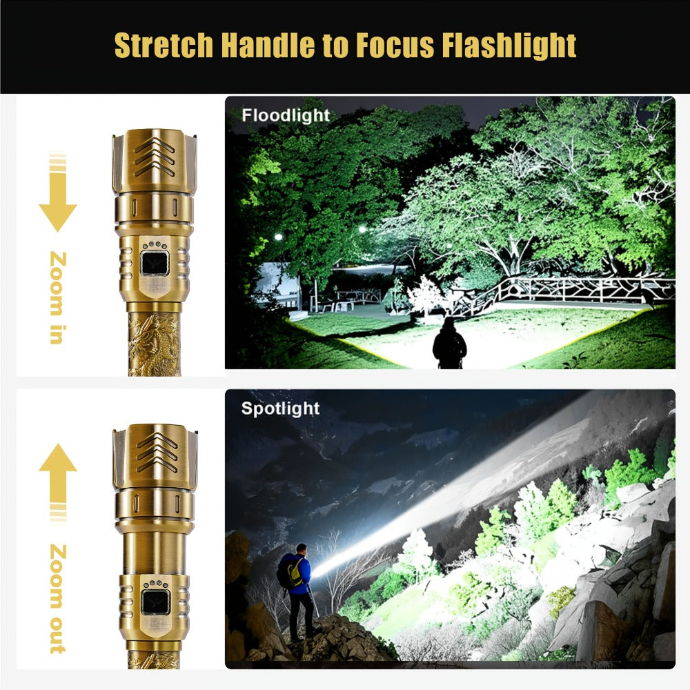 Tactical LED Flashlight 5000mAh Rechargeable Zoomable with Ignition Lens for Entryways, Bedrooms and Living Spaces