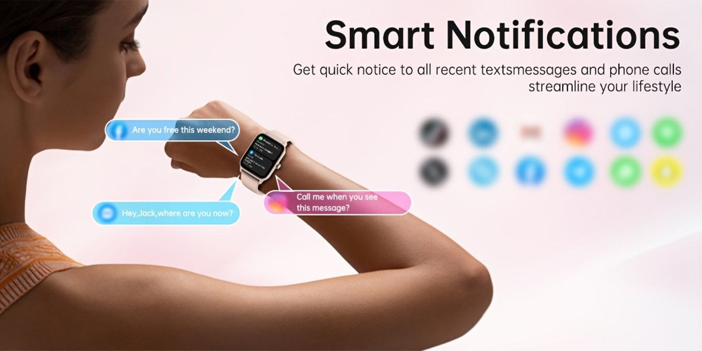 Smartwatch with Built-in Alexa FAWEIO 1.8" HD Touch Screen, Bluetooth Calling, 100+ Sport Modes, Fitness Tracker Heart Rate Sleep