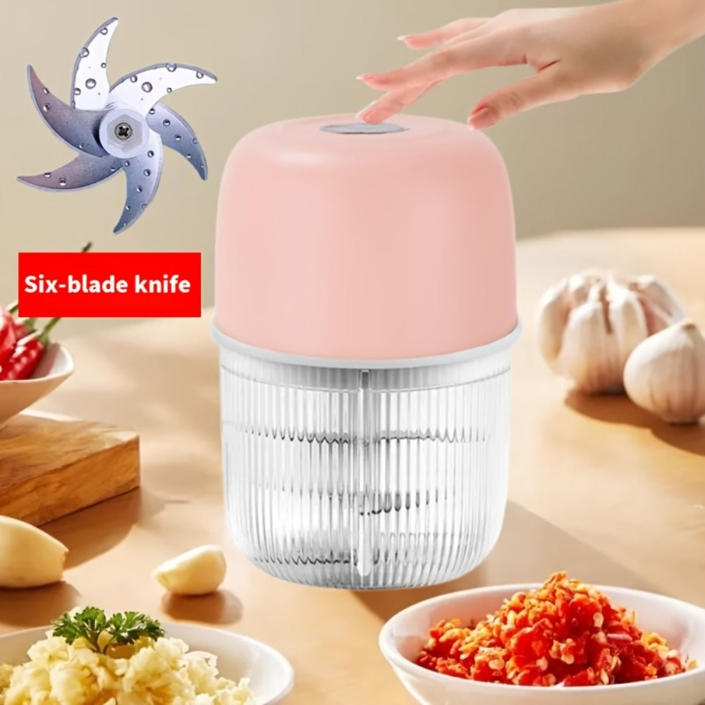 Electric Garlic Chopper USB Rechargeable Mini Food Chopper with 800mAh Battery - Portable for Home Cooking, Dining and Outdoor Meals