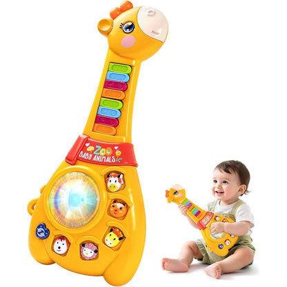 Giraffe Guitar Toy Baby 12 Months with Piano Keys, Animal Sounds & Flashing with the Listed Color, Size or Set Options for Everyday Use