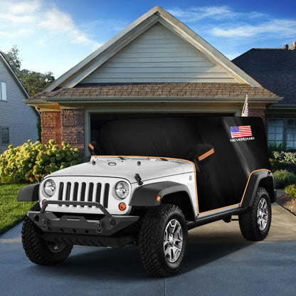 Jeep Wrangler Half Cab Cover in Black 210D Fabric with Reflective Strips, Storage Bag and 2-Door or 4-Door Options