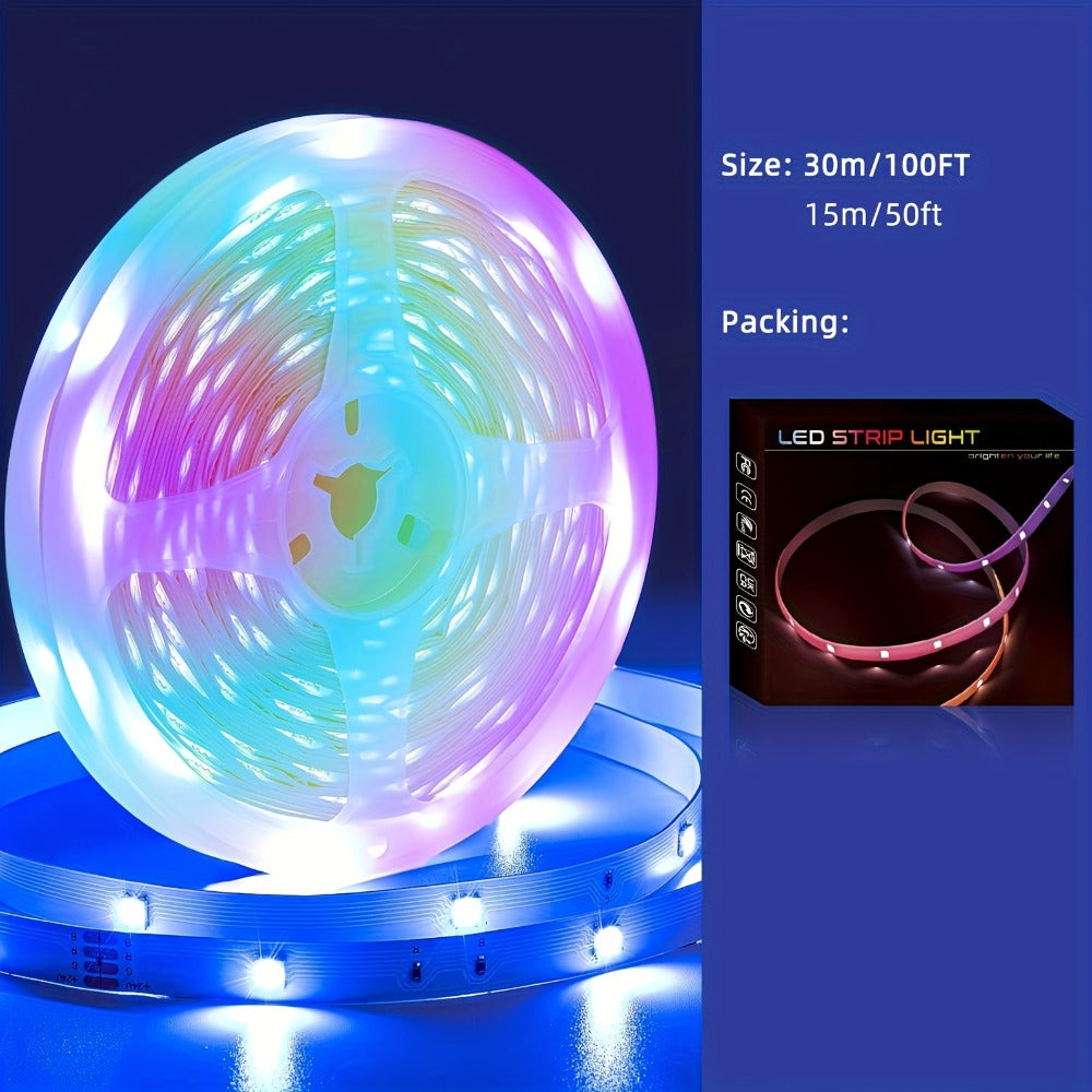 RGB LED Strip Lights for Party Wedding Event with 44-Key Remote – Colorful Color Changing Dimmable 50FT 100FT for Bedroom Kitchen Bar