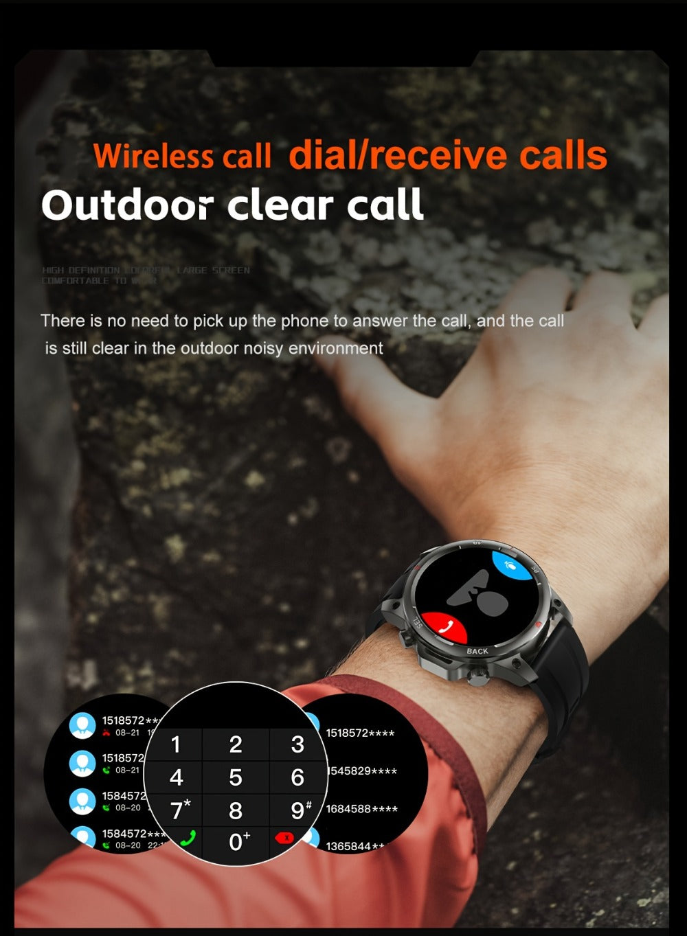 Smartwatch GPS NFC for Men – AI Voice Calling, 360×360 HD Screen, Built-in Compass, Motion Trajectory, Heart Rate Sleep Fitness