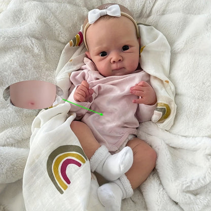 Reborn Baby Doll 18-Inch Full Vinyl Body with Painted Hair, Open Eyes, Pink Outfit, Pacifier and Accessory Card