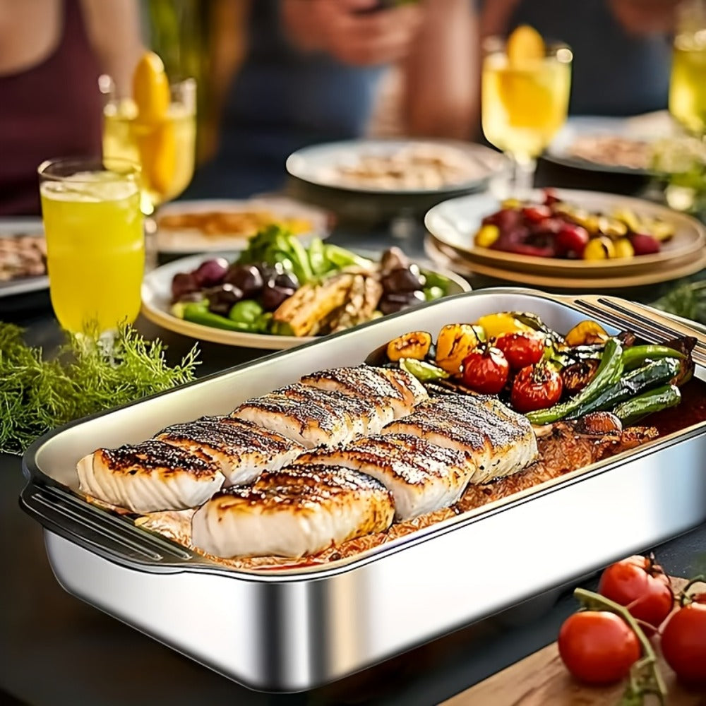 Stainless Steel Baking Sheet Pan Set with Lids, Nonstick Oven Trays & Roasting Pans for Baking Bread Desserts Seafood